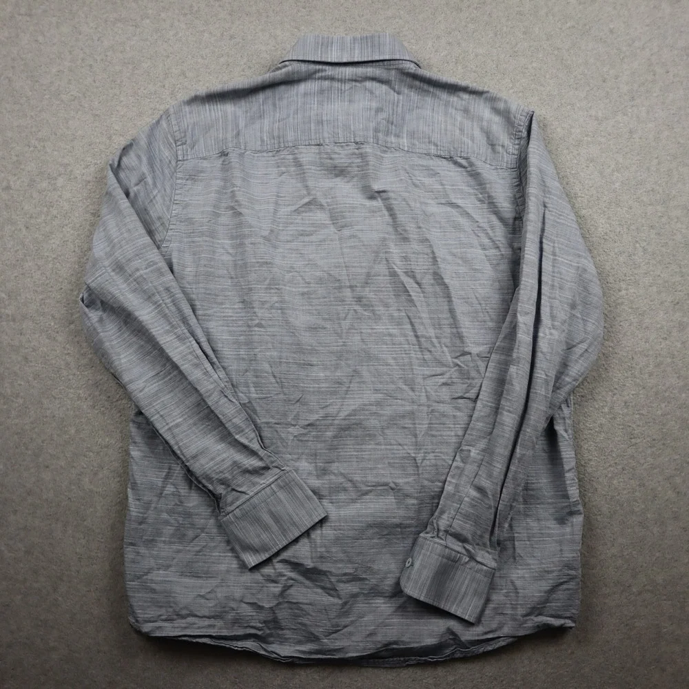 Johnston & Murphy Shirt Mens Medium Blue Slub Cotton Button Down Long Sleeve